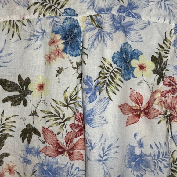 Tommy Bahama 100% Linen Button Up Shirt Size Large Tropical Floral Beach - Picture 5 of 9